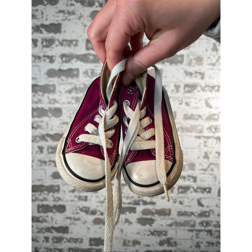 Converse | infant lace up raspberry colored sneakers - Picture 3 of 5